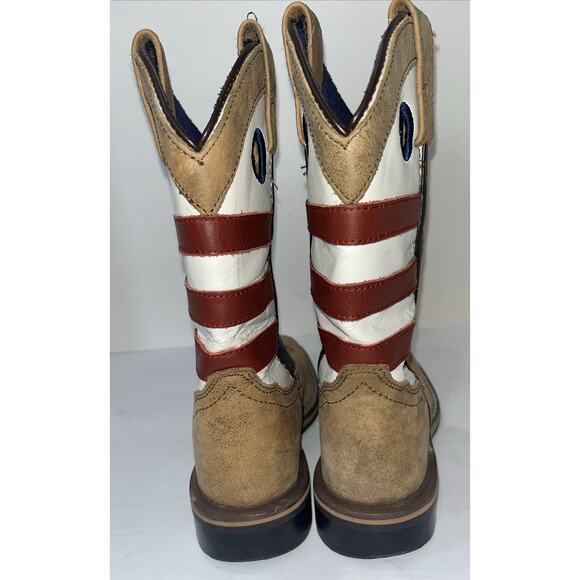 Cody James Boys' Leather USA Flag Western Boots - Broad Square Toe Size 13D - Picture 4 of 8